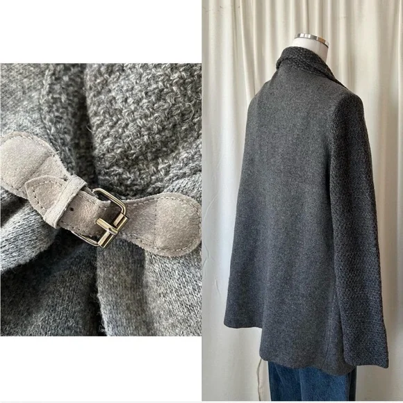 Chiaramente Wool Cradigan sweater Grey  Large. - Picture 7 of 8